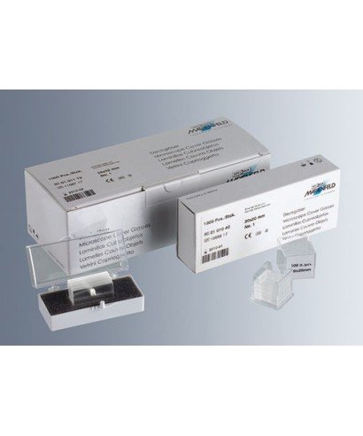 24x50 mm Microscope Glass Coverslip, with batch number and of Marienfeld Superior Germany brand.