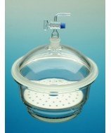 150 mm Glass Desiccator for Vacuum, 24/29 Glass Stopcock and Porcelain Plate, Simax Brand