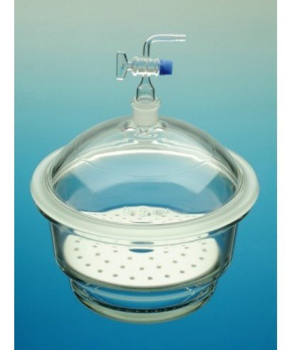 150 mm Glass Desiccator for Vacuum, 24/29 Glass Stopcock and Porcelain Plate, Simax Brand
