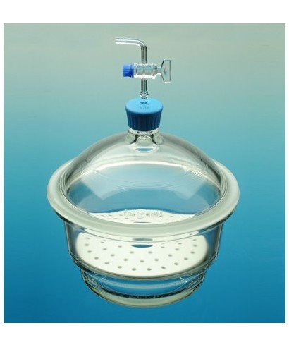 Desiccator 300 mm nominal, lid with GL36 screw cap and glass stopcock