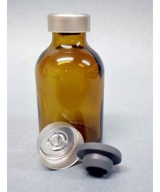 Flacon antibiotique en verre jaune de 10ml avec capsule en aluminium et bouchon en caoutchouc