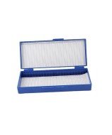 Boîte De Rangement Pour 100 Lames De Microscope - Plastique Rigide Bleu - Emplacements Numérotés - Dimensions 20x16x3 Cm - 8