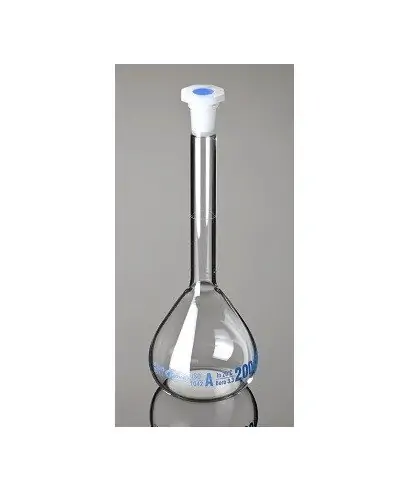 Volumetric flask of clear glass with stopper, 100 ml capacity, class A