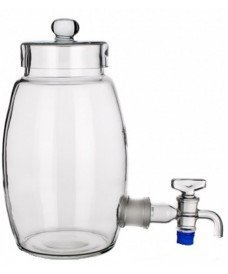 3-litre glass liquid dispenser with glass lid and glass stopcock