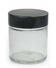 Pot de 60 ml en verre blanc ou transparent avec bouchon à vis en bakélite noire
