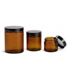 60 ml amber coloured glass jar with black urea screw cap