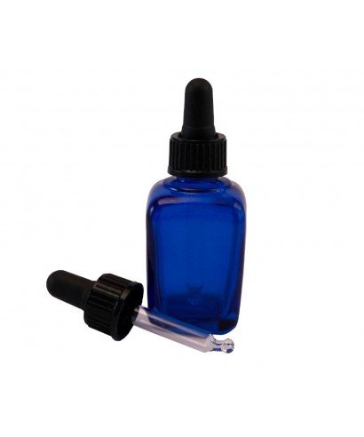 30 ml blue square glass dropper bottle & din 18 pipette screw cap 