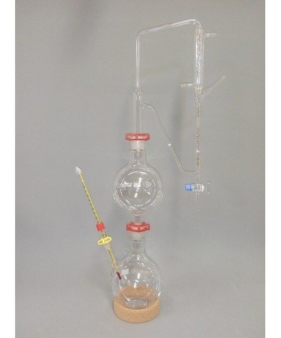 Aparato de destilación de vidrio para aceites esenciales por arrastre de vapor