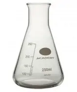 Fiole conique en verre borosilicate de 50ml, col large