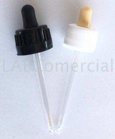 28mm White Tamper Evident Screw Cap & Glass Pipette Assembly 30ml