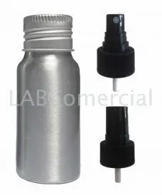 Flacon en aluminium mat de 30ml avec spray vaporisateur et bouchon noir