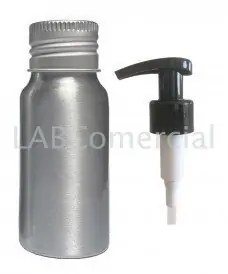 Flacon en aluminium de 30ml avec pompe distributrice à vis 24mm noir