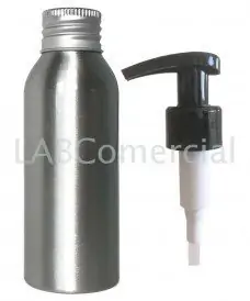 Flacon en aluminium de 50ml avec pompe distributrice à vis 24mm noir