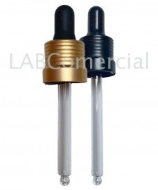 Aluminum dropper cap screw-on DIN18 with skirt, 50mm glasstube, without tamper-evident seal