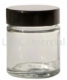 Pot de 30 ml en verre blanc ou transparent avec bouchon à vis en bakélite noire