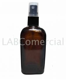100ml Amber Square Glass Bottle & 18mm Black Atomiser Spray