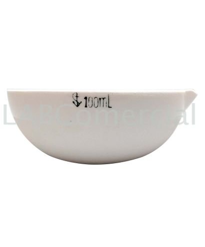 Porcelain round-bottom evaporating dish of 100 ml and 90 mm in diameter