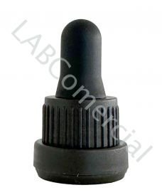 Detail of the standard black dropper cap for 5ml and DIN18 screw-on bottles
