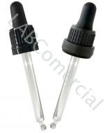 18mm white screw cap with tamper-evident seal, rubber nipple &amp; 50mm glass pipette