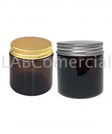 Pot à vis en verre ambré de 60 ml avec bouchon en aluminium, sans bague d'inviolabilité