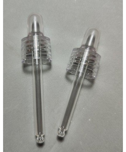 Transparent 18 mm screw cap and 77 mm glass pipette