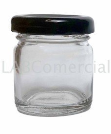 Pot alimentaire de 40 ml avec couvercle en métal noir à ouverture par rotation