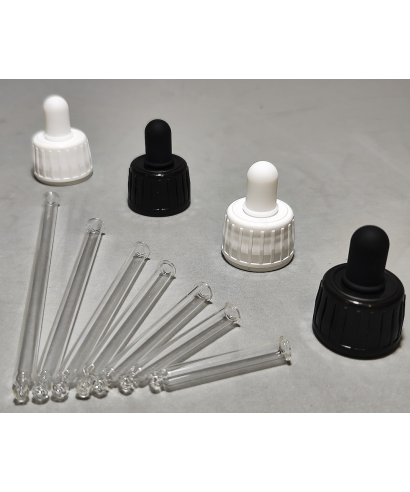 28mm White Tamper Evident Screw Cap & Glass Pipette Assembly 30ml