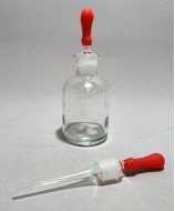 Frasco cuentagotas de vidrio transparente con pipeta esmerilada