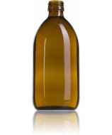 Frasco de vidrio ámbar de 500 ml con rosca PP28, sin tapa.