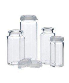 Vial de vidrio borosilicato con tapa plástica a presión