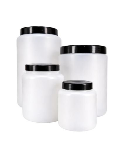 Pot en polyéthylène avec couvercle à vis et bouchon rentrant