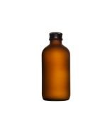 Flacon Boston en verre ambré satiné avec filetage PP28 de 250 ml et bouchon en aluminium noir