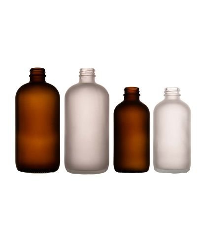 Frosted Boston Round Bottle without Cap, PP28 Thread