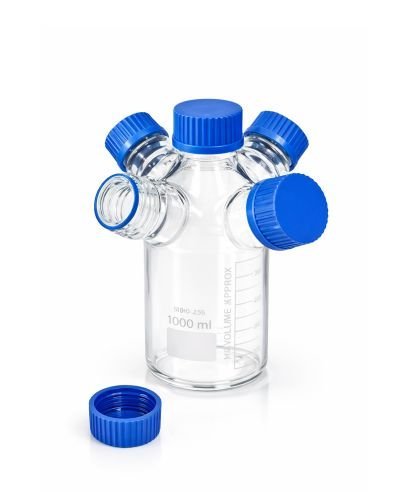 Graduated Reservoir Bottle with Five Necks for HPLC with GL45 Thread