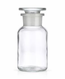 Frasco boca ancha y tapón de vidrio