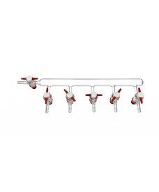 Tubo de vidrio con salidas múltiples con llaves de PTFE