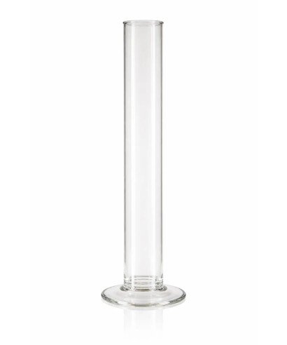 Probeta de vidrio sin graduar de 300 ml para mediciones de densidad y grado alcohólico con alcohómetros y densímetros.