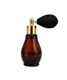 Flacon ovale ambré avec atomiseur poire