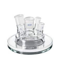Tapa para matraz reactor, 5 salidas juntas esmeriladas 29/32 y 14/23
