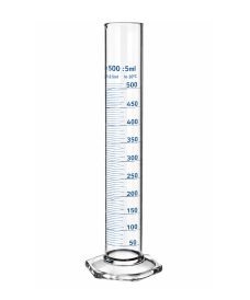 Class A graduated borosilicate glass cylinder compliant with ISO 4788