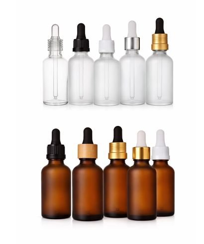 Frosted Dropper Bottle with Press-Button Glass Pipette Cap