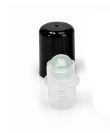 Black cap with roll-on applicator and glass ball for DIN18 or 18 mm glass bottles