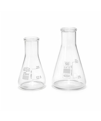 Erlenmeyer flask with a narrow neck, from Glassco
