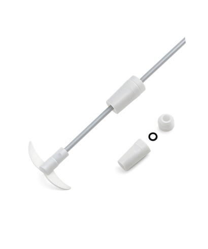 Varilla agitadora de PTFE con hélice plegable y eje de 7 mm para matraz reactor.