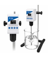 Detalle del agitador digital modelo 688 con control de velocidad y sistema de agitación para líquidos de alta viscosidad.