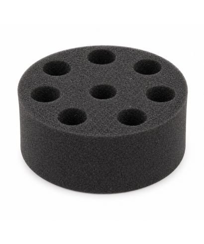 Adaptateur en mousse pour 8 tubes à fond rond de 20 mm, compatible avec agitateur vortex 6PRO. Support requis, non inclus
