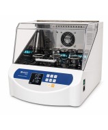 Nahita Blue orbital incubator shaker model 650 with 50 L chamber, digital control and transparent lid for process monitoring.