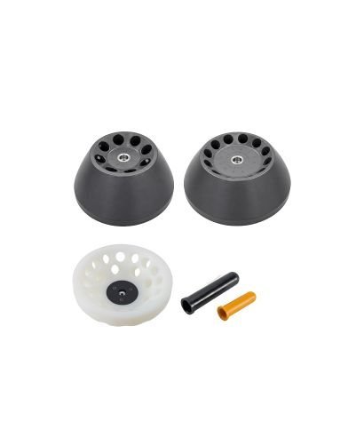 RS-0424 fixed-angle rotors in 3 configurations: 8 × 15 ml, mixed 8 × 15 ml + 12 × 10 ml, and 24 × 15 ml.