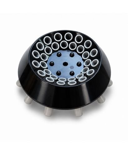 Rigid plastic angle rotor for the Fugelab-GB10 centrifuge, with capacity for 24 × 5 ml or 10 ml tubes. Optional accessory for pr
