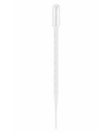 Disposable plastic Pasteur pipette, 10 ml capacity, with embossed graduations at 1 ml intervals. Translucent matte material, ide